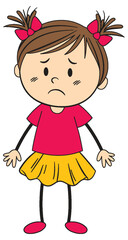 Sad Little Girl in Bright Outfit Illustration