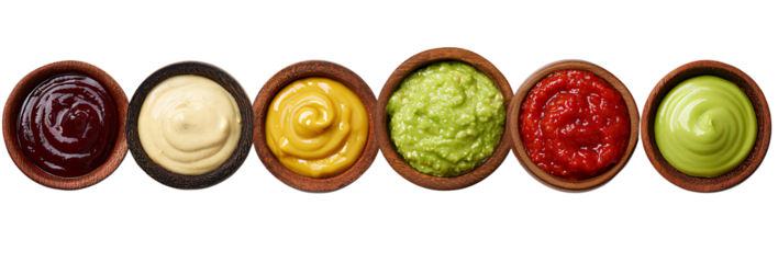  A collection of sauces and bowls on a Transparent background PNG