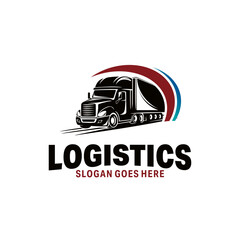 logistics truck transportation trailer logo design