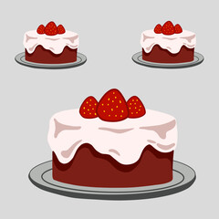 vector illustration of three cake