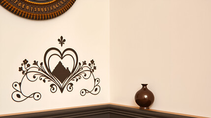 corner decor 2. decorative corner design with stylized heart and vignettes. graphic decor