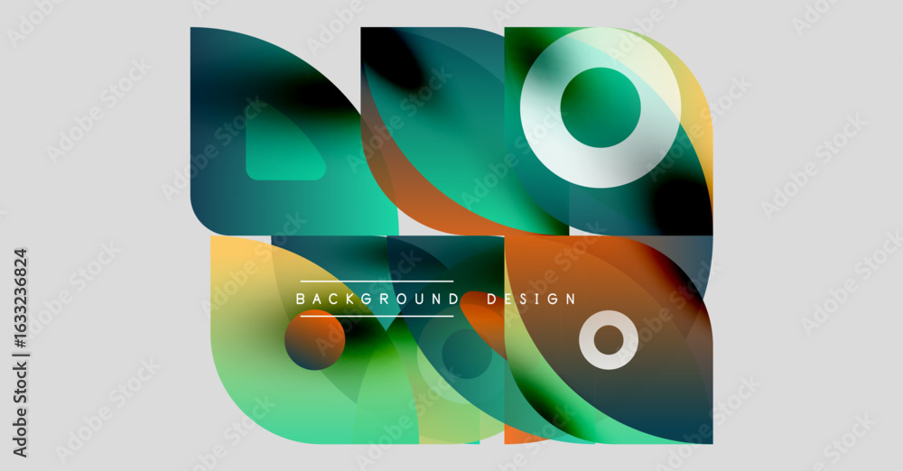 Poster abstract fluid shapes, vibrant colors, modern design. overlapping elements create dynamic compositio
