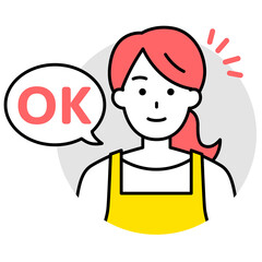 エプロン姿の女性のアイコン（OK）