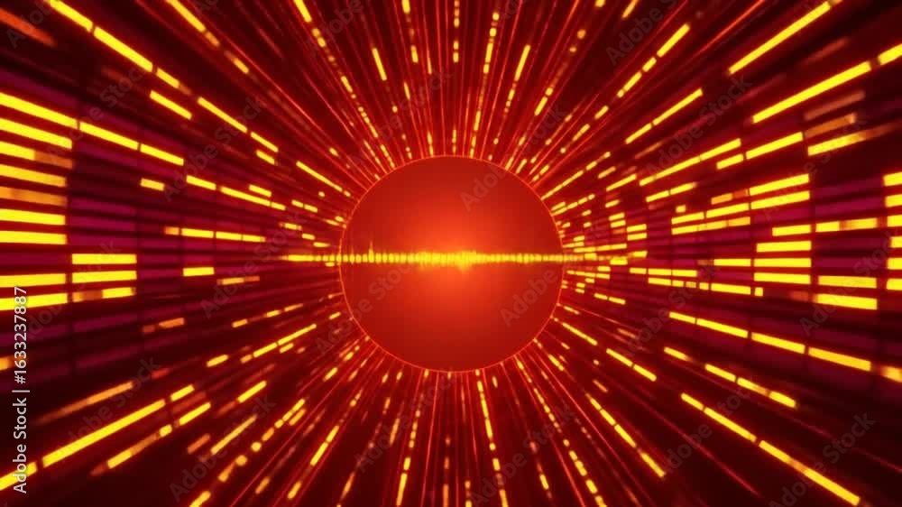 Poster abstract animation with glowing tunnel and circular light, modern style