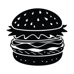A burger OF silhouette vector on white background