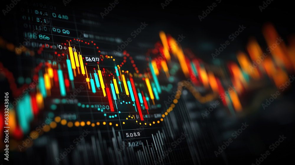 Aufkleber abstract financial graph with bokeh effect symbolizing stock market trends and business analysis
