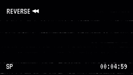 VHS Reverse Tape Display Overlay with Arrows icon symbol on Alpha channel. 4K Video