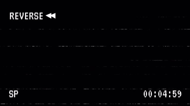 VHS Reverse Tape Display Overlay with Arrows icon symbol on Alpha channel. 4K Video
