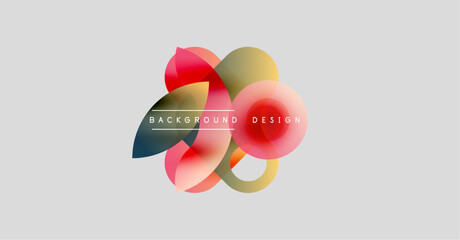 Abstract floral design. Overlapping colorful petals create dynamic composition. Light gray background provides contrast. Modern aesthetic.