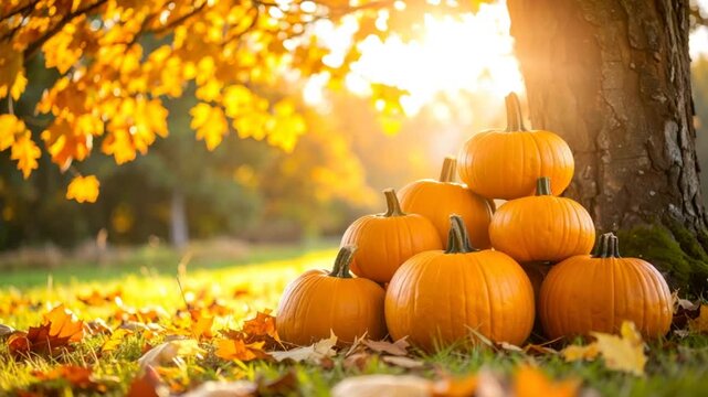 Autumn pumpkins outdoor display