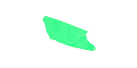 A bright green irregular shape with pixelated edges against a stark black background simple illustration