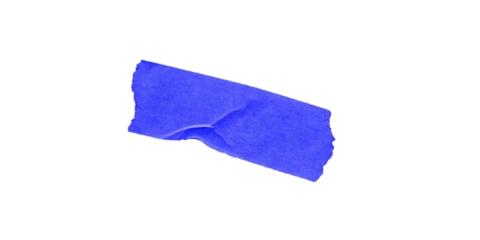 A blue rectangular shape with rough edges diagonally oriented on a stark black background in simple style
