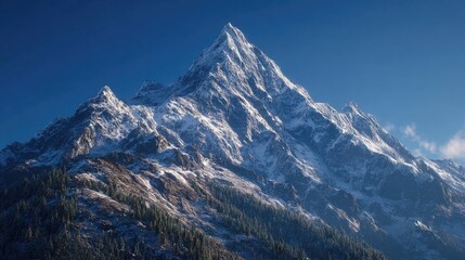 Fototapeta premium Snowy mountain peak under vibrant sky (1)