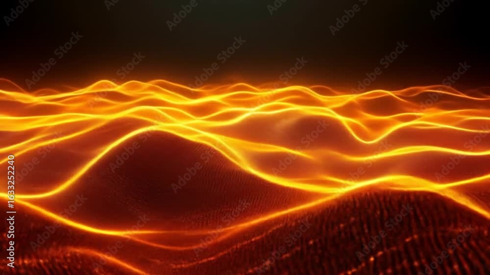 Poster abstract golden digital particle wave and light abstract background