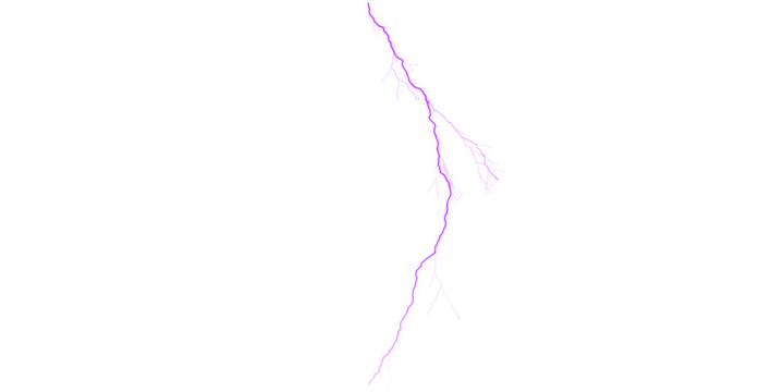 A purple lightning bolt against a black background with a small branch on the right side of the image