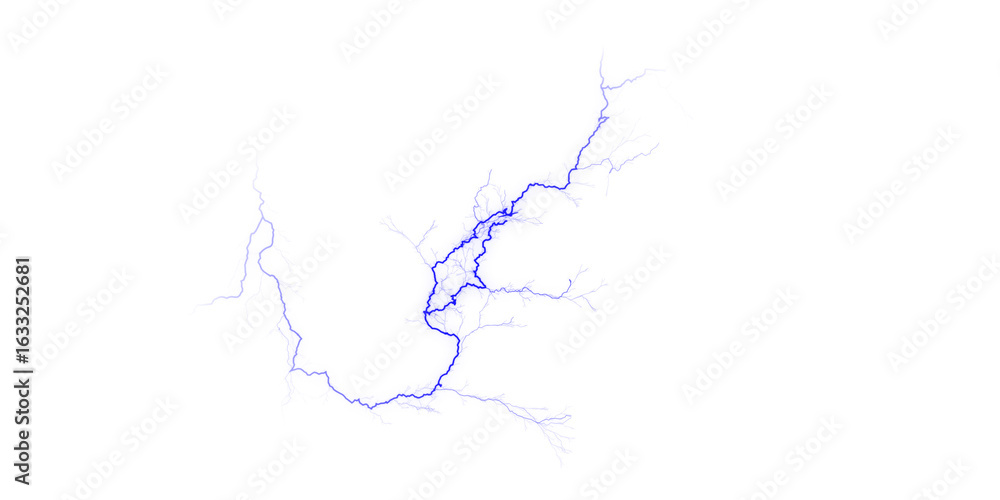 Poster blue lake shape with irregular edges isolated against a solid black background in a simple illustrat