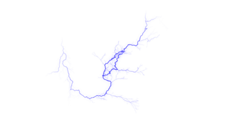 Blue lake shape with irregular edges isolated against a solid black background in a simple illustration