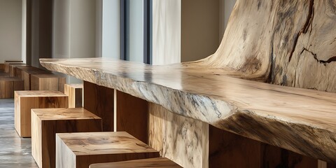 Modern Wooden Table and Stool Design