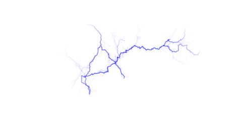 Blue abstract shape resembling a lake or river system against a black background is displayed here