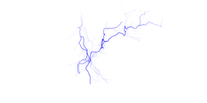 A blue irregular shape resembling a lake or river system against a black background is visible here
