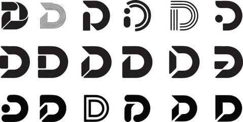 D lettermark style logo black and white