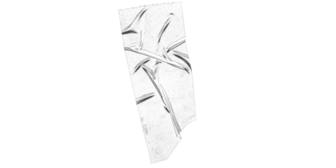 A gray scale image showing a long vertical shape with a dark background and rough texture effect