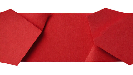 Red Origami Paper Strip with Sharp Folds and Borders for Crafting
