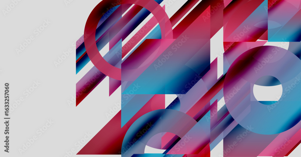 Poster abstract composition. overlapping shapes, vibrant colors, dynamic lines create modern visual experie