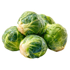 Fototapeta premium Fresh green brussels sprouts piled together vegetable healthy, Isolated On Png Transparent Background