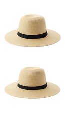 麦わら帽子 黒リボン ２個セット