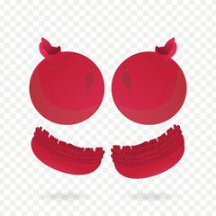 Pomegranate fruit clip art vector illustration on transparent background