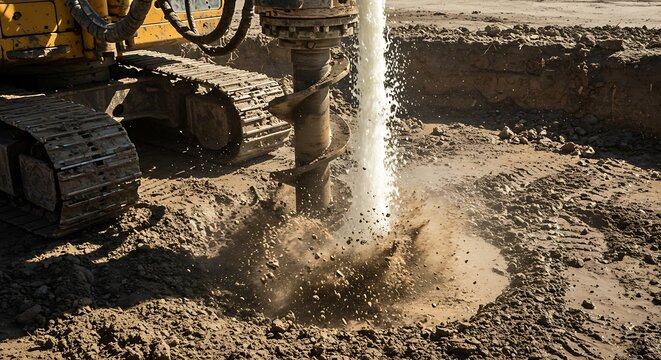 掘削作業、土壌、水、建設現場