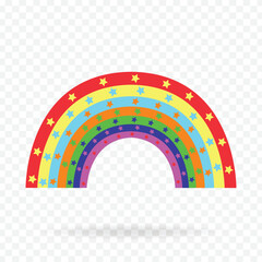 Doodle hand drawn rainbow vector illustration on transparent background