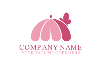 Pink Umbrella Butterfly Logo