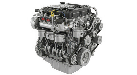 Detailed view of a modern internal combustion engine