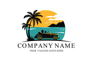 tropical island with palm logo