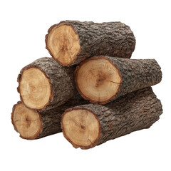 Stack of firewood isolated on transparent background