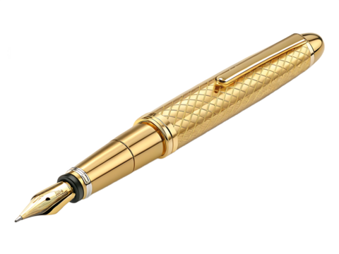 Elegant golden fountain pen on black background luxury writing instrument and sophisticated design stationery object for office or calligraphy hobby