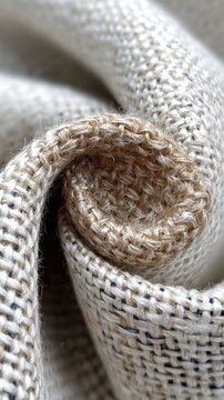 Close-up of textured fabric with tan and white weave