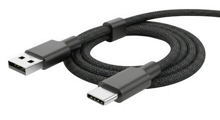 Fototapeta premium Braided usb a to usb c charging and data cable