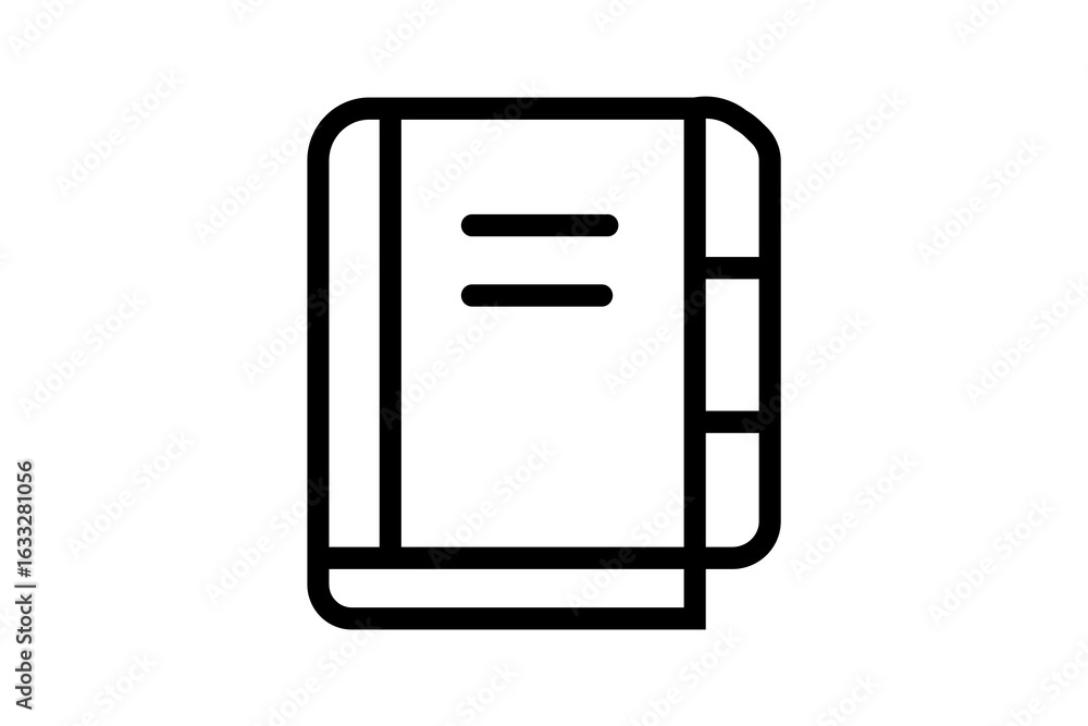 Aufkleber the object is closed, with a thick spine on the left side and a tabbed index on the right, suggestin