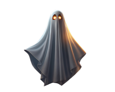 Ethereal Ghostly Figure on Black Background Halloween Season Spooky and Mystical Atmosphere Supernatural Being Illustration