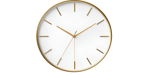 Plain Round Wall Clock with Blank Face Isolated on Transparent Background
