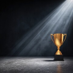 Golden trophy under spotlight (2)