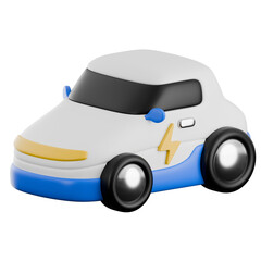 Electric Car 3D Icon Charging Battery Solar Panel EV Repair Smart Features Vehicle Power Automotive Transportation Technology