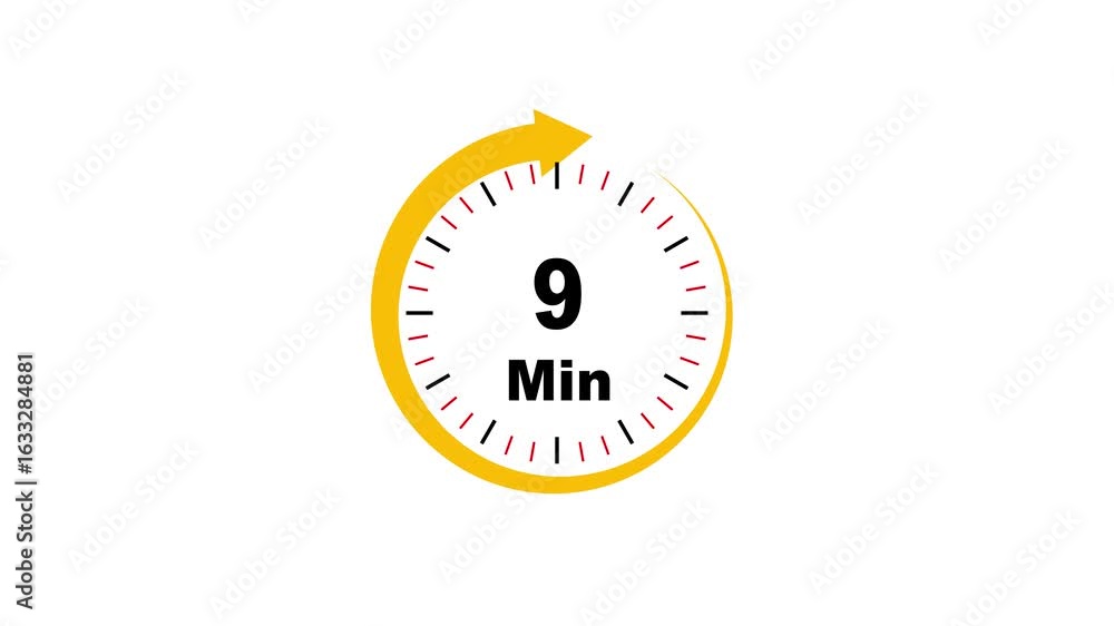 Aufkleber clock face timer - the 9 minutes, stopwatch icon. stopwatch icon in flat style. white and green back
