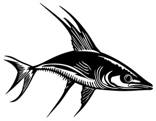 Silhouette of a Solitary Swordfish with a Majestic Bill