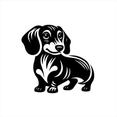 Adorable Black Dachshund Dog Illustration.