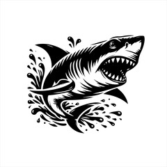 Aggressive Shark Splashing Through Water.