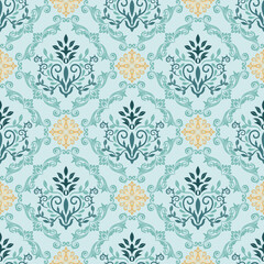 Damask flower pattern Vintage wallpaper in Baroque style Seamless vector, background, fabric, wallpaper, package. Elegant damask floral ornament.